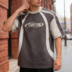 Camiseta Deportiva Personalizada de Moda Casual, Estilo Urbano, Holgada, con Contraste, de Alta Calidad, con Mangas Raglán para Hombre - Product Image 2