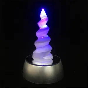 Wholesale Gypsum Selenite Lamp Crystal Pyramid Tower Wicca Stone Home Decor