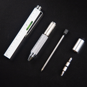 Penna <span class=keywords><strong>Stilografica</strong></span> Multifunzione 6 in 1 Personalizzata in Metallo 1.0mm con Cacciavite, Righello, Livella, Stilo Touch, Confezione Sfusa per Finanza - Product Image 6