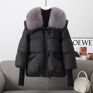 Women's Short-Length Korean-Style Oversized Loose Cotton Coat With <b>Extra</b>-<b>Large</b> Fur Collar and Thickened Fashion - Product Image 6