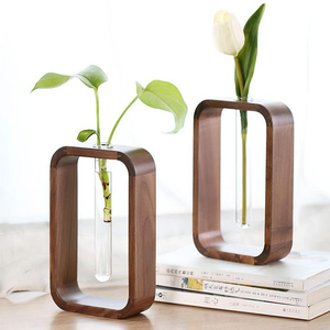 Vierkante Houten Frame Hydrofiele Reageerbuis Vaas Voor Woondecoratie - Product Image 5