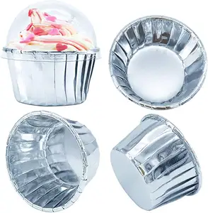 Mangkuk Kue Muffin Aluminium Foil, Mangkuk Kue Cupcake Emas Tahan Suhu Tinggi Film Rol Kertas