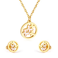 Ensemble de Bijoux Ason Fashion en Acier Inoxydable Plaqué Or 18K avec Zircon Personnalisé Boucles d'Oreilles et Collier pour Femmes et Filles