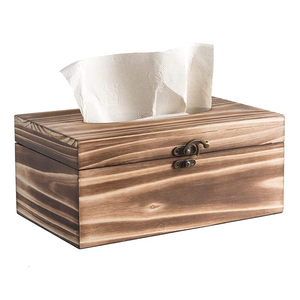 High quality fire burning wood rectangle napkin box tissue paper boxes