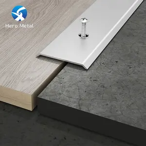 Moulage métallique en aluminium imperméable, bandes de transition du bois plat blanc au carrelage