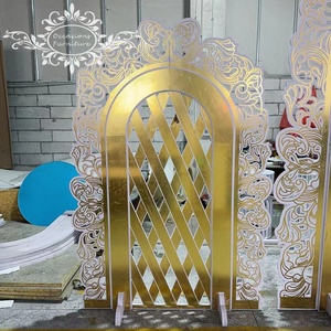PVC oro acrilico sfondo <span class=keywords><strong>arco</strong></span> <span class=keywords><strong>matrimonio</strong></span> eventi decorazione parete Set Up palco - Product Image 4