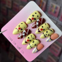 Vente en gros de faux ongles haut de gamme lisses faits à la main, design personnalisé, couverture complète, nail art Halloween