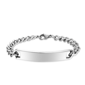 Bracelet chaîne cubaine en acier inoxydable avec logo gravé classique, cadeau de bijoux pour les couples - Product Image 6