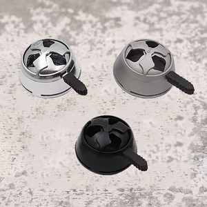 Accessoires pour fumer Shengling, bol à charbon en alliage d'aluminium avec poignée pour chicha, finition argentée et noire mate - Product Image 1