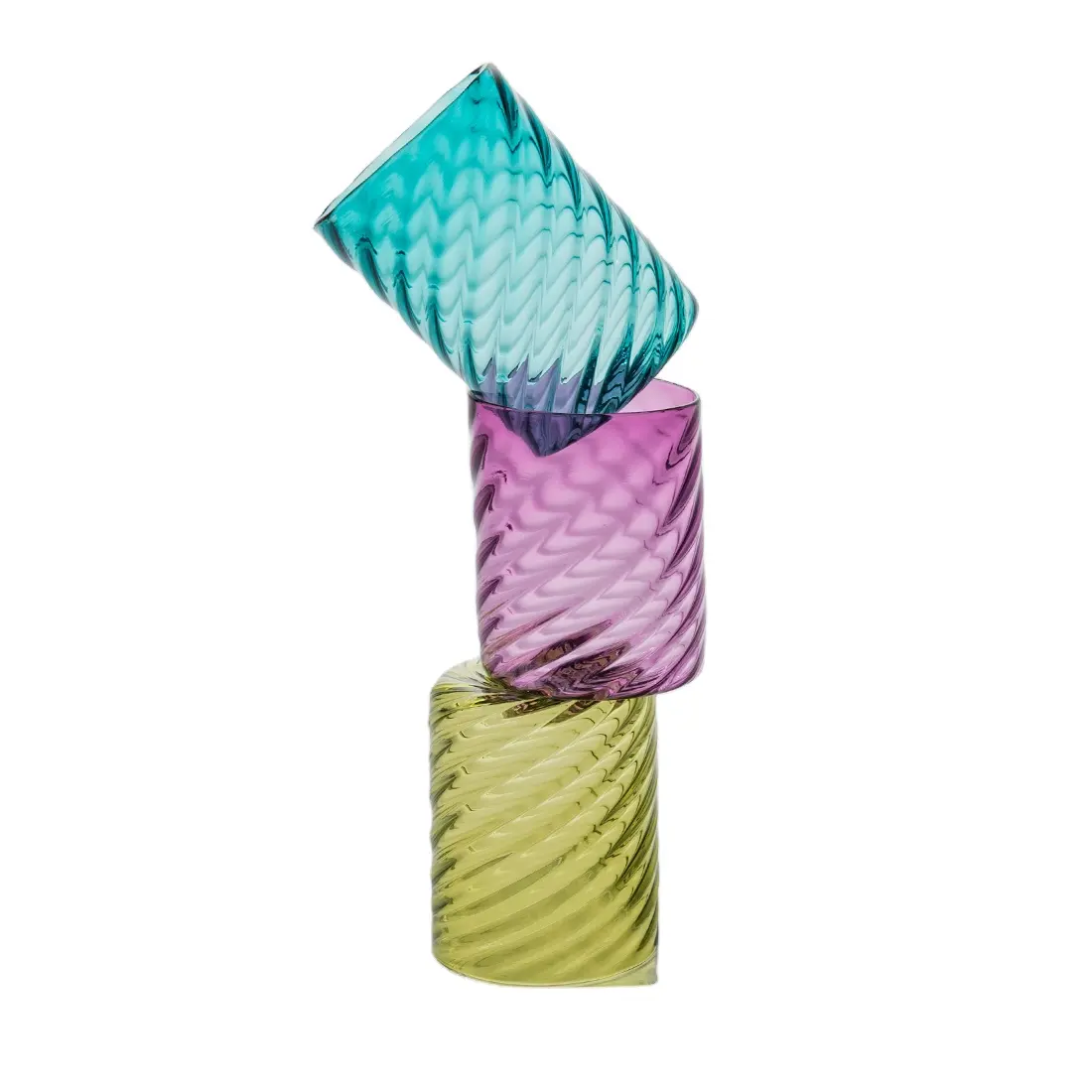Custom Made Hand-blown Colored Swirled Lead-free Single-wall Glass Tumbler