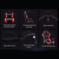 Chaise de jeu inclinable en cuir pour PC de course, avec repose-pieds et éclairage LED – Prix abordable