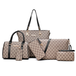 Luxury Fashion Tote Bag Set for Women Custom High Quantity 6 Pieces PU Leather Handbag Shoulder Bag Zipper Closure <strong>Key</strong> <strong>Purse</strong> - Product Image 1