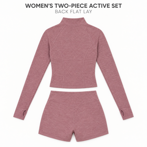 Completo Sportivo da Donna Personalizzato con Mezza Zip <span class=keywords><strong>e</strong></span> Colletto alla Coreana, Pantaloncini a Vita Alta per Yoga - Product Image 4