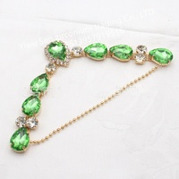 Accessoires de chaussures pour femmes : Chaînes décoratives en métal et cristal en forme de V, strass et verre pour sandales et tongs, 12-15 cm