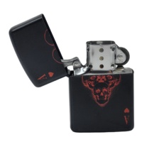 Briquet au kérosène avec motif d'engrenage imprimé personnalisé, flamme douce rechargeable, logo personnalisé, pour cigarettes et voyages