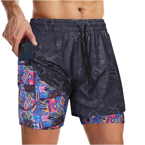 Premium Quality 2-in-1 Athletic Workout Shorts Custom Gym Running Casual Solid Pattern Knitted Polyester Cargo Men Quick Dry - Product Image 1