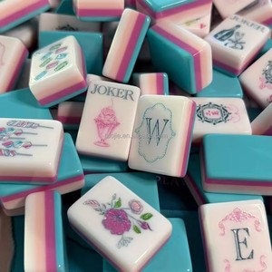 Luxury 4-Layer Blue Acrylic American <b>Mahjong</b> <b>Set</b> 160 Pcs Couture Confection Style <b>Mahjong</b> Tiles Game <b>Set</b> - Product Image 4