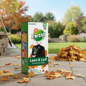 Sacchi con coulisse EarthX per prato e foglie, 39 galloni, 20 pezzi, senza profumo - Product Image 4