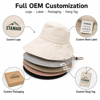 Sombrero de Pescador Personalizado con Logotipo para Mujer, Sombrero de Sol de Algodón con Ala Ancha, Protección UV, Correa Ajustable para la Barbilla, Sombrero de Playa