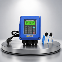 Taijia TUF-2000B 20mm DN32 Clamp on Inline Flow Meter untuk Air Limbah/Bahan Bakar Akurasi 1% LCD Backlight RS485 OEM Dapat Disesuaikan