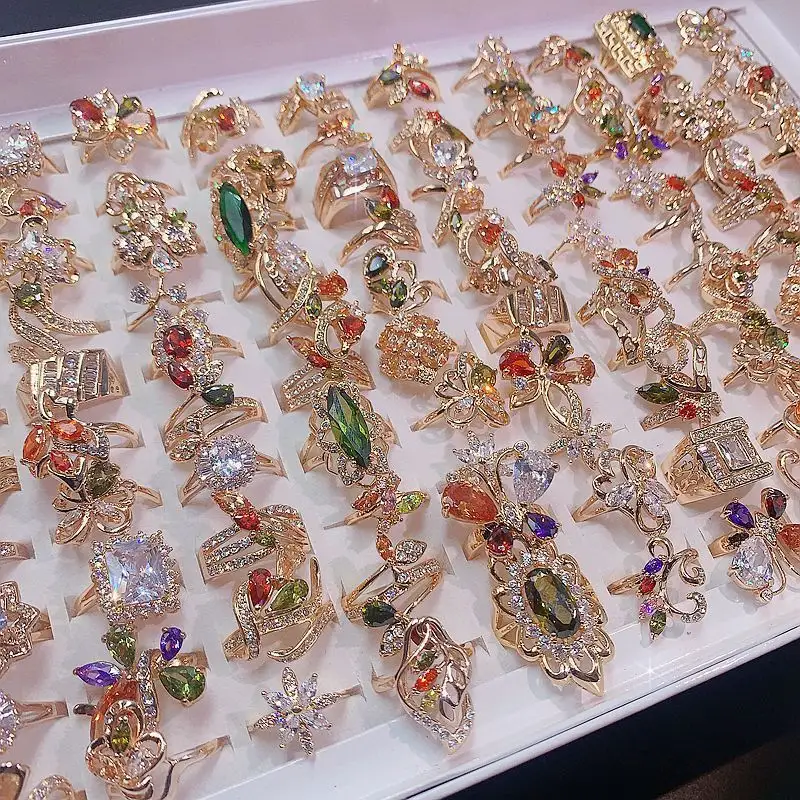 Женское Золотое кольцо 18 карат с преувеличенным бриллиантом и Цирконом в стиле ретро, модные серебряные украшения, инкрустированные крупными камнями