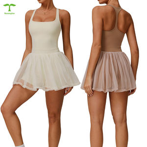 Personalizado Quick Dry Respirável Eco-friendly Ginásio Fitness Reciclável Tecido Sports Vestido com Shorts para Tênis com Bolso - Product Image 1