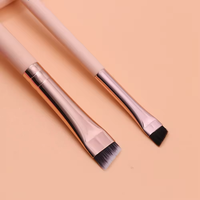 BEILI kuas untuk make up merah muda ultra tipis mata alis eyeshadow eyeliner kuas makeup set label pribadi sintetis rambut kambing