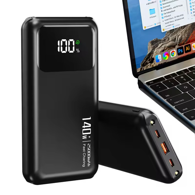 140W Two Way Super 25000mAh 27000mAh Ultra Slim LED Display Portable Power Bank with Fast Charging for Laptop & Phone