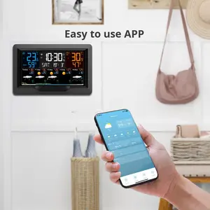 낙서 날씨 시계 VA 컬러 스크린 <span class=keywords><strong>WIFI</strong></span> 다기능 일기 예보 전자 알람 시계 앱 제어 실내 실외 - Product Image 3