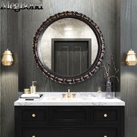 Miroir cosmétique Art Déco antique noir fait main, durable, étanche, en polyrésine, à fixer au mur pour salle de bain, accent décoratif pour la maison