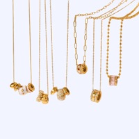 Collier à breloques doré pour femme, avec pendentif vintage en pierre rouge, en acier inoxydable, chaîne de cou quotidienne, vente en gros