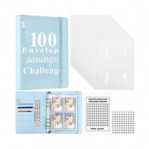 Carnet de budget A5 en cuir à spirale pour le défi d'épargne de 100 jours avec enveloppes, planificateur de budget, logo personnalisé, certifié BSCI - Product Image 1