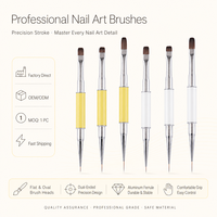 Lot de pinceaux à ongles en acrylique à double embout blanc et jaune, têtes de pinceaux flexibles, fournitures de peinture au gel UV pour salon de manucure
