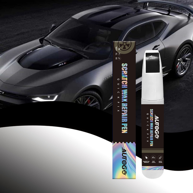 AUTOGO Touch-up Paint Pen with Adhesive 12ml Liquid Carbon Black for Auto Car Scratch Repair