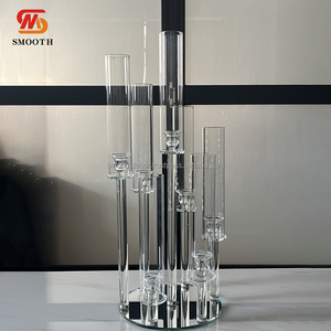 Portavelas de cristal directo de fábrica suave candelabro de cristal transparente de 7 brazos para decoración de boda - Product Image 1