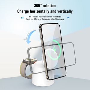 แท่นชาร์จไร้สายแบบแม่เหล็ก3 in 1สำหรับ <span class=keywords><strong>iPhone</strong></span> 15 14 13 12 Pro <span class=keywords><strong>airpods</strong></span> iWatch 9 8 7 <span class=keywords><strong>6</strong></span>ชาร์จเร็วแท่นวาง - Product Image 4