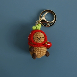 سلاسل مفاتيح مصنوعة يدويًا من الكروشيه Amigurumis Capybara ، فواكه أنيمي كرتون ، دمية محبوكة ، سلاسل مفاتيح كبوب قطيفة ، ألعاب للبيع بالجملة - Product Image 5