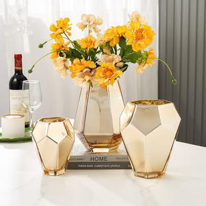 Nordique luxe salon moderne décoration de la maison Vase en <span class=keywords><strong>verre</strong></span> doré armoire à <span class=keywords><strong>vin</strong></span> décoration <span class=keywords><strong>verre</strong></span> or Vases - Product Image 5
