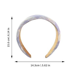 Summer Solid Color Fresh Checked Fabric <strong>Headband</strong> Wide Edge Simple Sweet Hair Accessories Face Pressure Hair Temperament <strong>Headband</strong> - Product Image 6