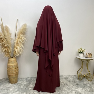 Eid Abaya <b>Set</b> 2 Pieces Khimar and Versatile Dress Women Abaya Suit 2231# +6673# Hot Sale Simplicity Solid Color 11 Colors Nida - Product Image 6