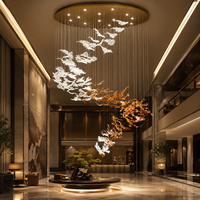 Magnifique lustre en verre en forme de feuille, luminaire suspendu LED, protection des yeux, pour salon, prix d'usine en gros