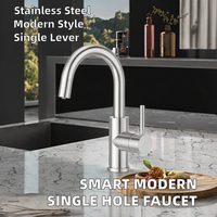 Robinet de cuisine électrique intelligent et moderne à poignée unique, à détection de mouvement, finition gris anthracite en acier inoxydable