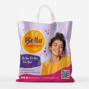 Bolsa de Compras de Plástico Personalizada de Fábrica, Varios Tamaños, a Todo Color, con Asa, para Tiendas Minoristas - Product Image 1