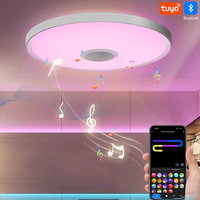 Plafonnier LED intelligent RGB avec haut-parleur Bluetooth, lumière d'ambiance à intensité variable pour la maison, chambre à coucher, salon, télécommande