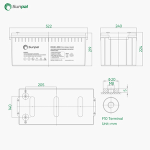 Batería de Gel Ritar para Almacenamiento de Energía Solar, 12V 100Ah 120Ah 150Ah 200Ah 250Ah, Baterías Selladas de Plomo-Ácido de Ciclo Profundo - Product Image 3