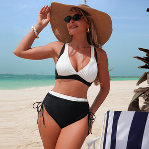 Sustainable Fabric Women Luxury Swimwear Contrast <b>Trim</b> Triangle Bikini <b>Bathing</b> Suits Woman Designer Adults Bikini Set - Product Image 1