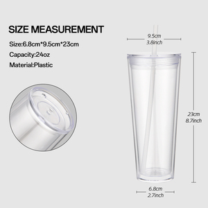 Bicchiere in Plastica Riutilizzabile Trasparente a Doppia Parete <span class=keywords><strong>da</strong></span> 24oz con Coperchio, Pre-Forato per Globo di Neve, Promozionale, per Viaggi, Disponibile nel Magazzino USA - Product Image 4