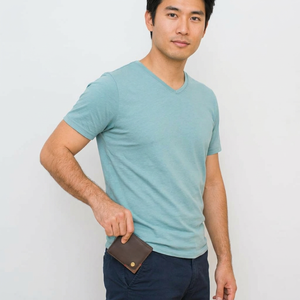 High Quality Customized Brown Men's <b>RFID</b> Genuine Leather <b>Wallet</b> Short and Slim Travel Accessory - Product Image 2