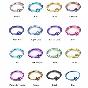 Anneau de nez boule dorée style européen en acier inoxydable, piercing de septum et de lèvre, bijou 16G, design géométrique rond, mode soirée - Product Image 2
