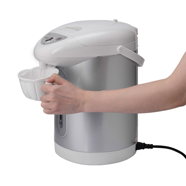 Electric Thermo Pot 750W 4L Stainless Steel with Dry Boil Protection and Air Pressure Dispensing for Hotel & Household Use